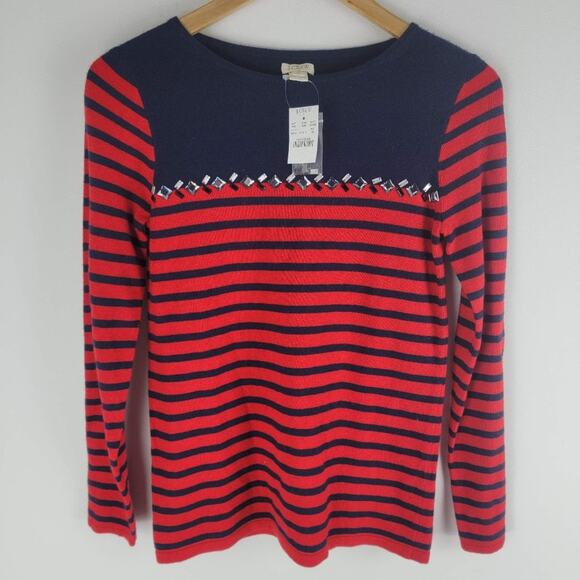NEW J crew  Merino Wool Blend Sweater Red Long Sleeve Size  XS - Picture 1 of 5